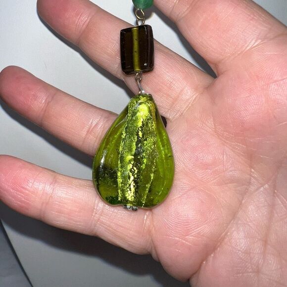 Gold Tone‎ Art Glass and Bead Y Necklace - Picture 3 of 6